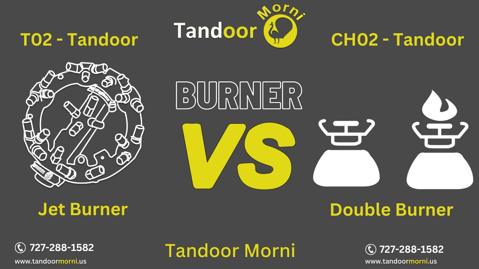 T02 is a jet burner, whereas CH02 is a double burner.
