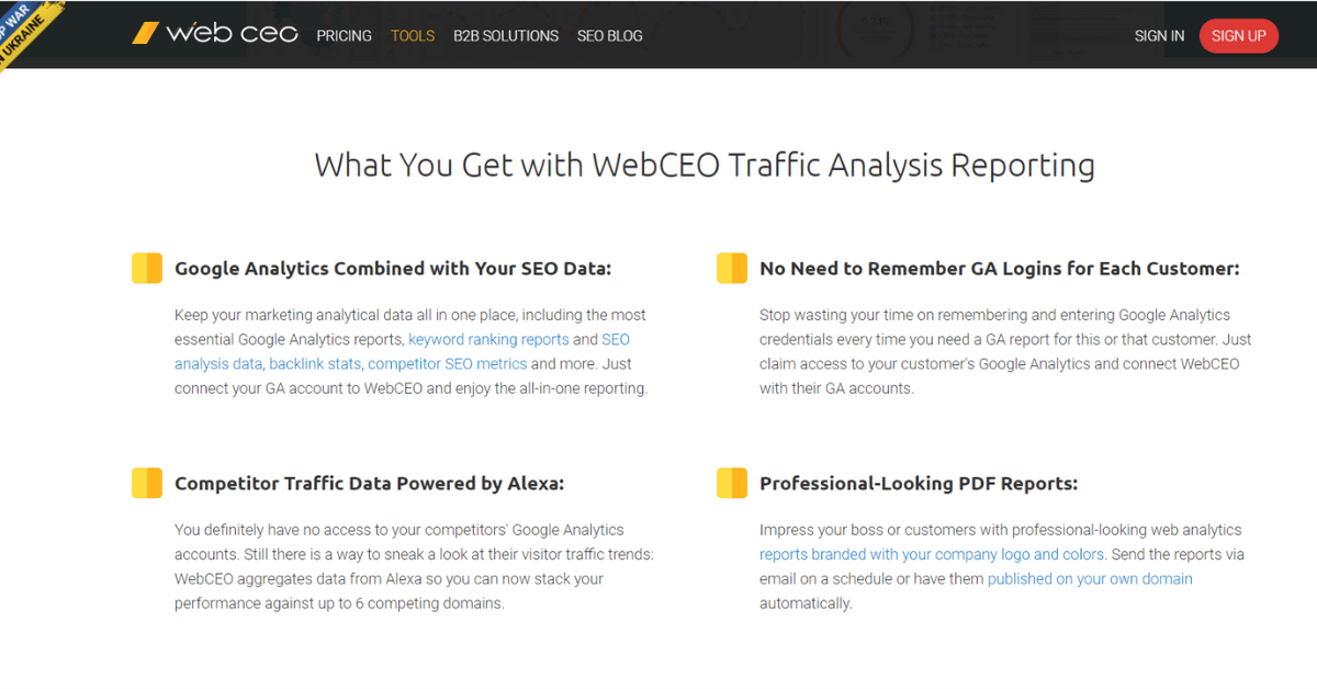 WebCEO traffic analysis tool