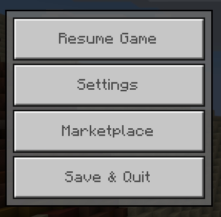 Settings menu in Minecraft