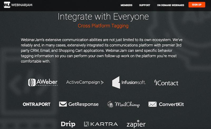 Integraciones de terceros de WebinarJam 
