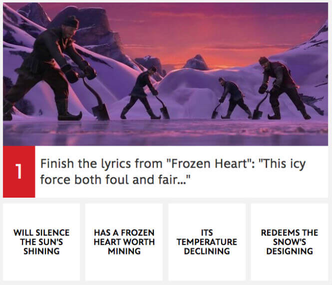 captura de tela do quiz da disney