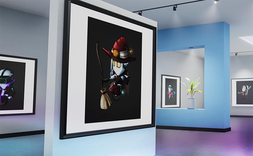 Terra Virtua Art Gallery with 4 digital pictures on the wall