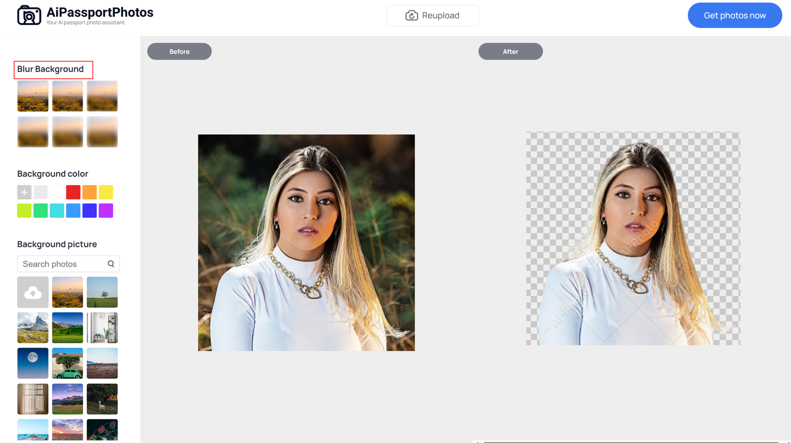 Remove Background from Photo processing panel