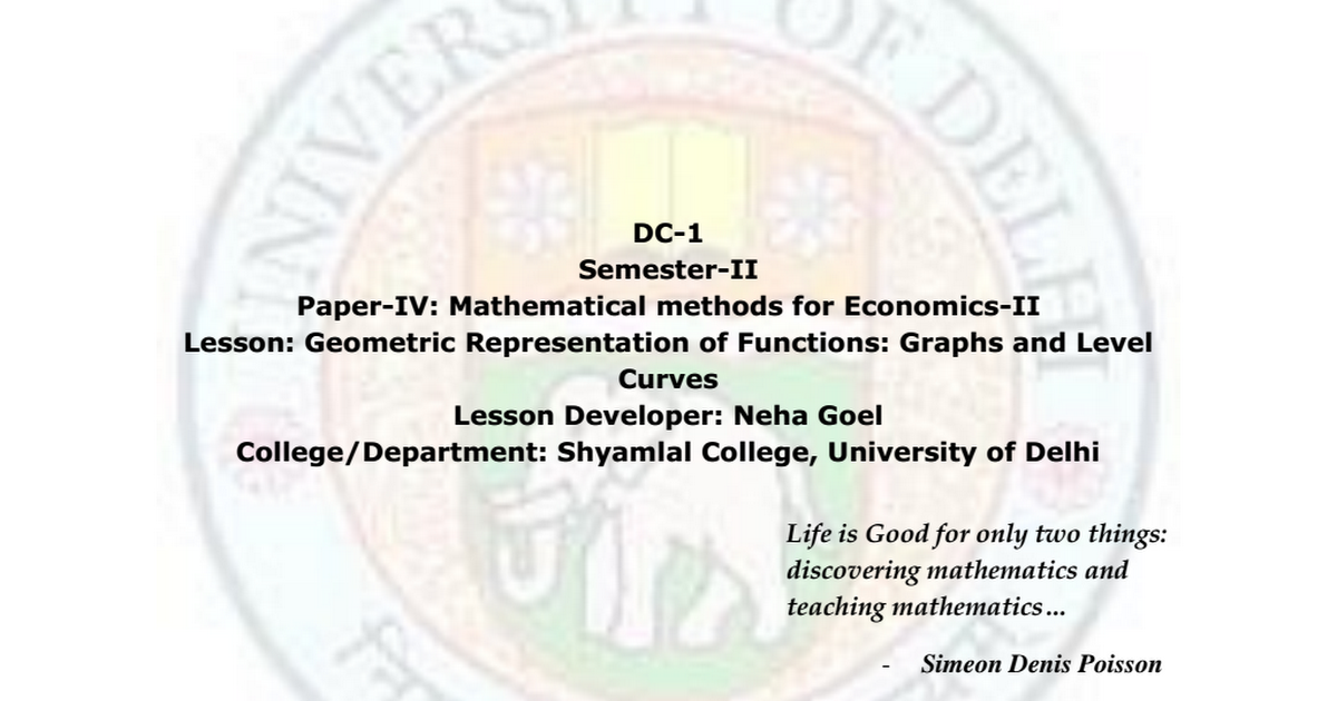 Geometric Representation Of Functions Graphs And Level Curves Neha Goel Pdf Google Drive