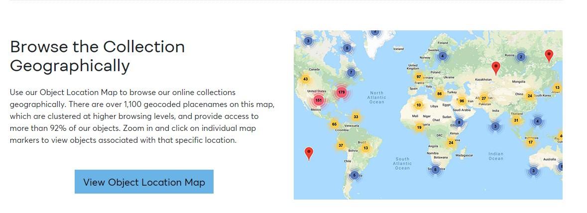 The Object Location Map appears on the homepage
