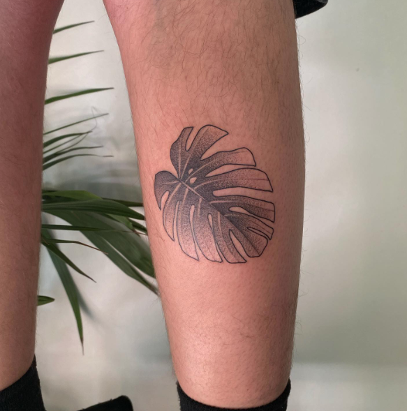 Grey Shade Monstera Tattoo