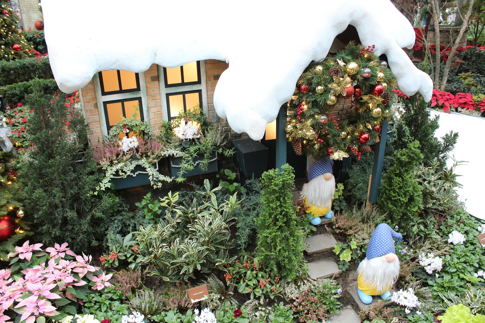 Little gnomes in the Christmas set-up area