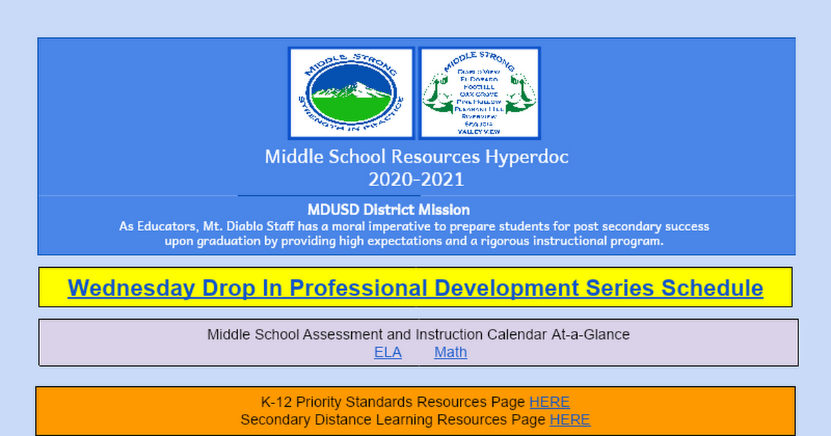  2019-20 Middle Strong Hyperdoc (made for G Classroom)