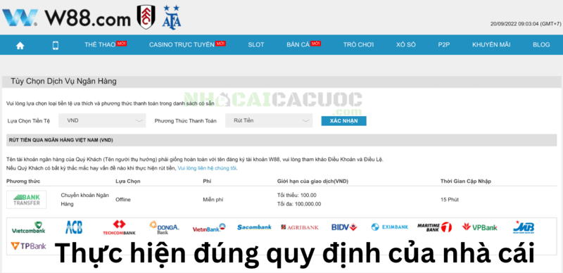 Thực hiện đúng quy định của nhà cái