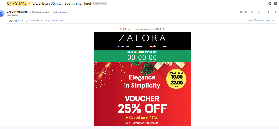 Contoh Email Promosi ZALORA