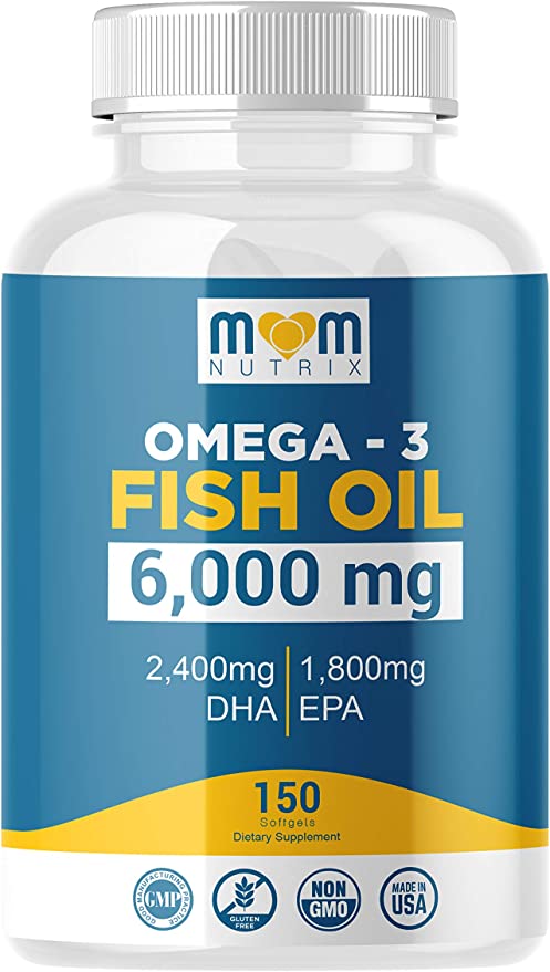 Omega 3 Fish Oil 6000 Mg with Maximum EPA DHA - Supports Brain, Liver, Heart & Immunity - Made in The USA - 150 Softgels