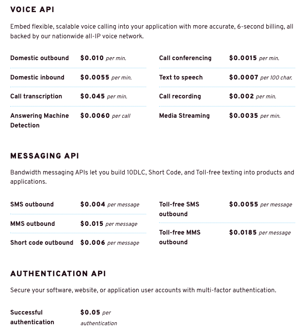The Top Best Text Message Service Providers In The UK | Bandwidth's pricing plans