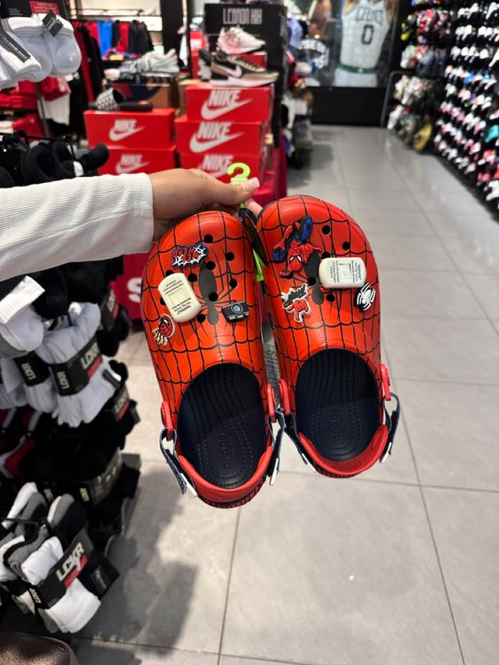 shopping for spiderman crocs