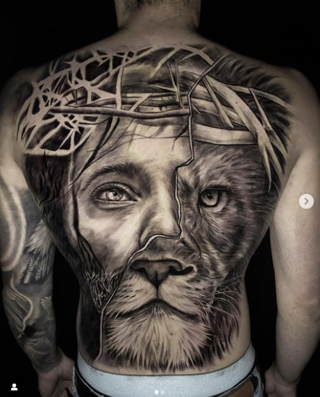 Lovely Jesus Back Tattoo