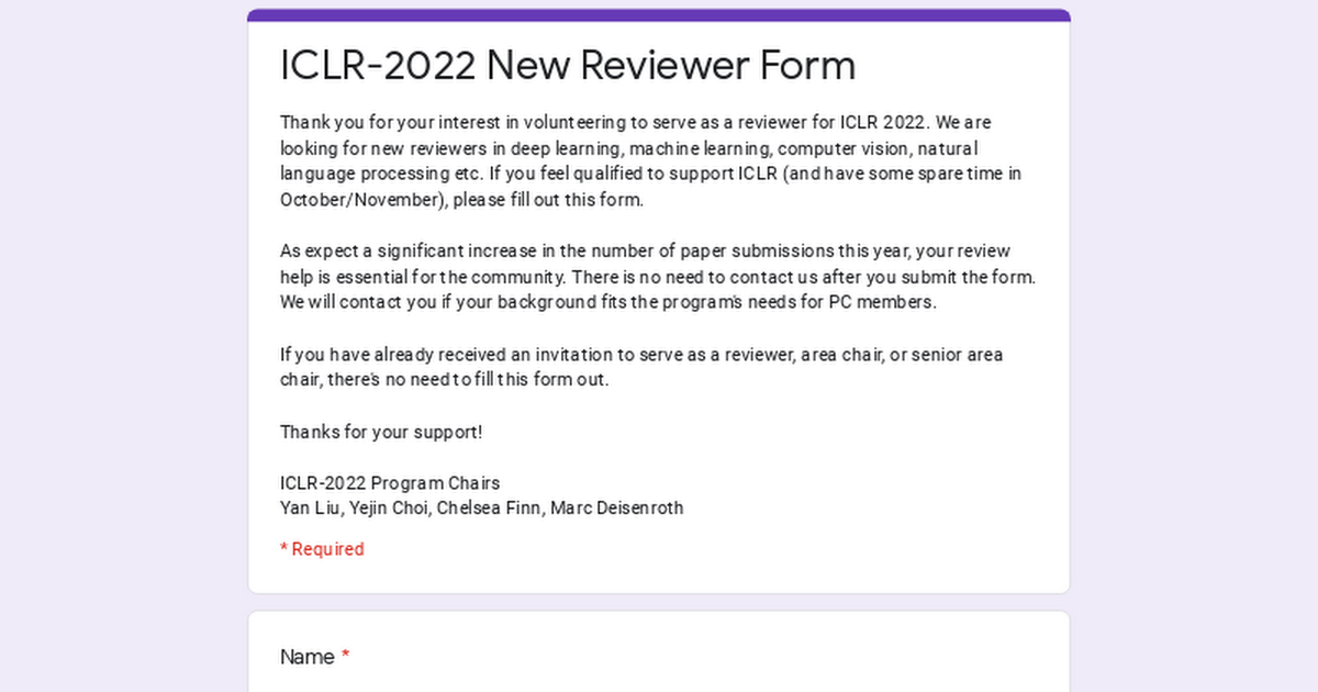 ICLR-2022 New Reviewer Form
