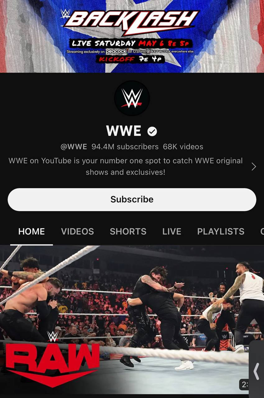 WWE YouTube Channel