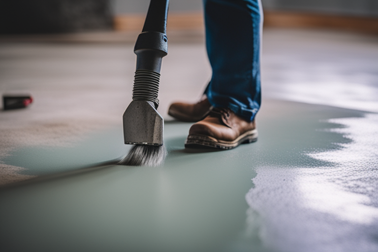 Person using a power trowel to smooth out a concrete floor