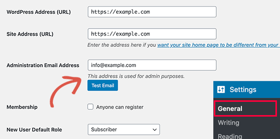 Alterar o endereço de e-mail do administrador sem verificação