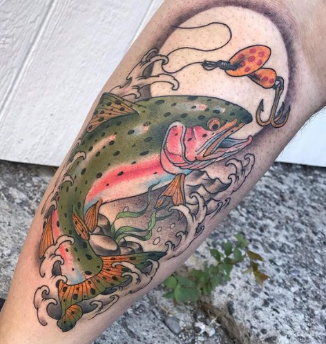 green fish leg tattoo
