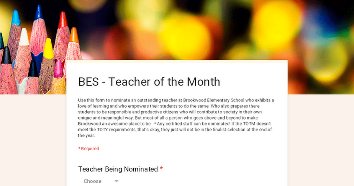 BES - Teacher of the Month