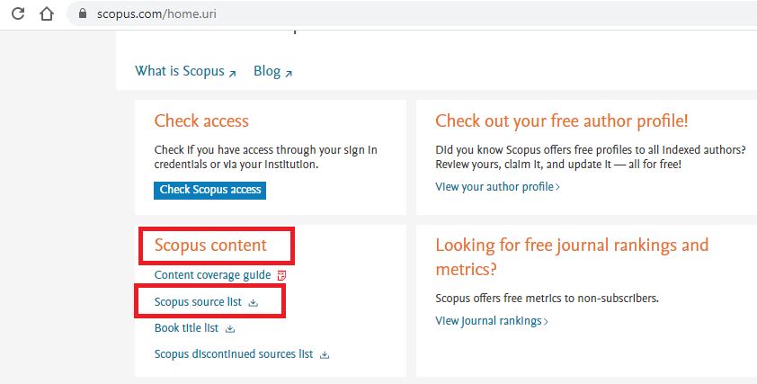 Lihat bagian "Scopus Source List" dan klik “Scopus Source List”