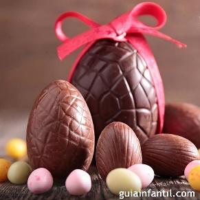 Huevos de Pascua de chocolate. Receta para niños
