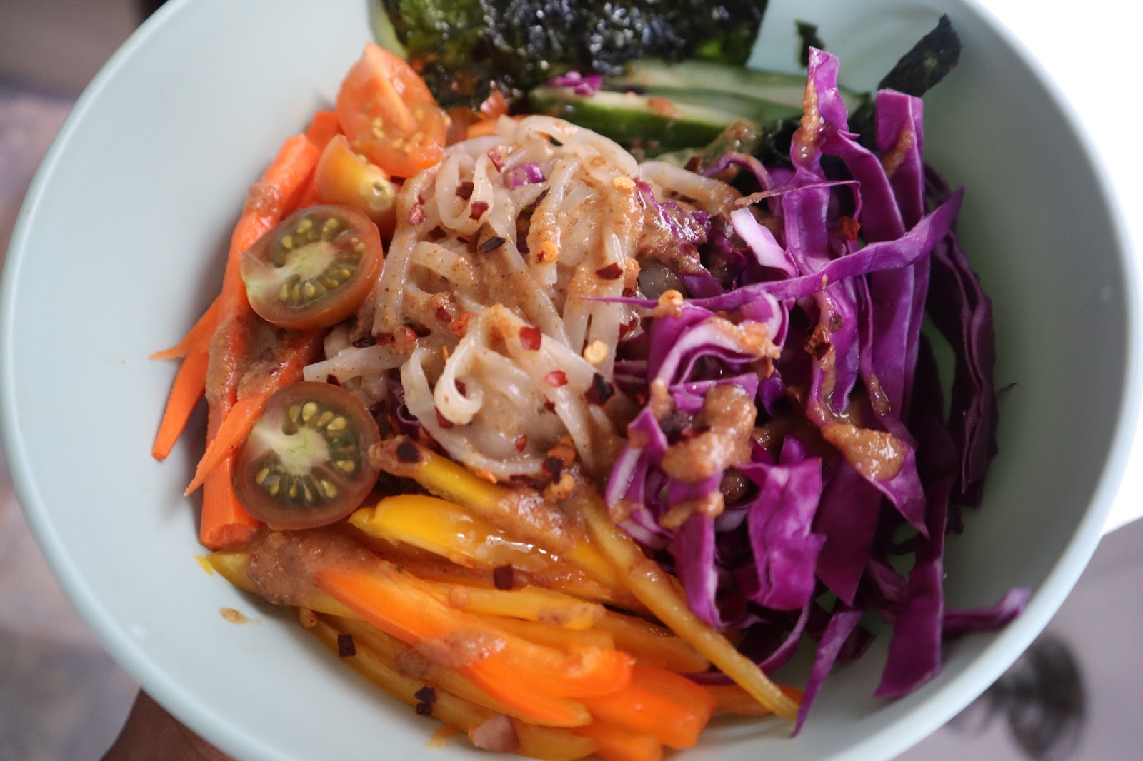 Vegan Rice Noodle Salad close up