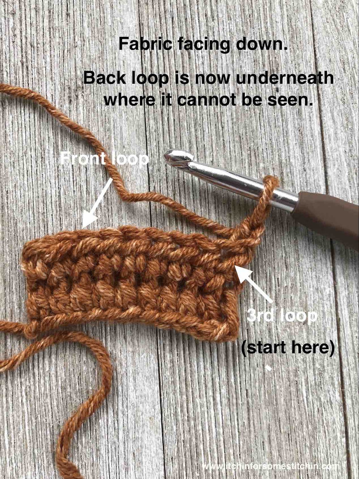 How to crochet in the 3rd loop by www.itchinforsomestitchin.com