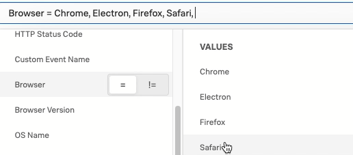 This shows how to apply multiple filters under the same = sign operator.