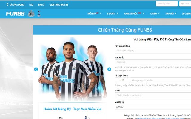 Hướng dẫn cách đăng ký tài khoản Fun88