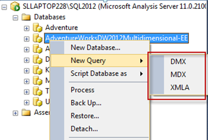 mdx xmla dmx ssas sql uma server kind language management via studio