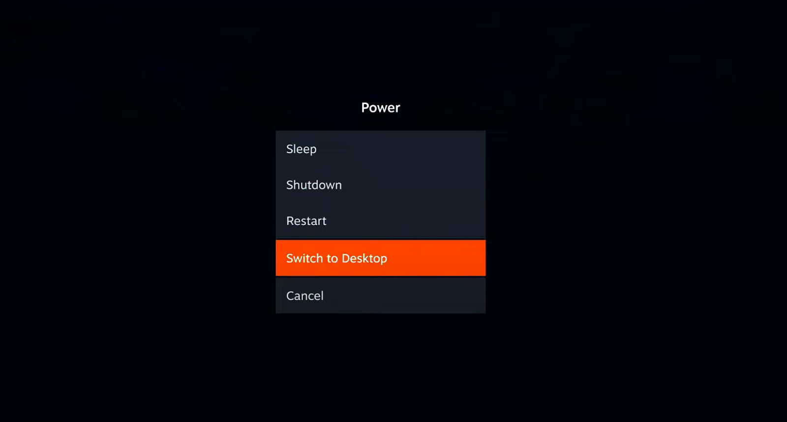 Click on the power option from the menu and switch to Desktop mode.