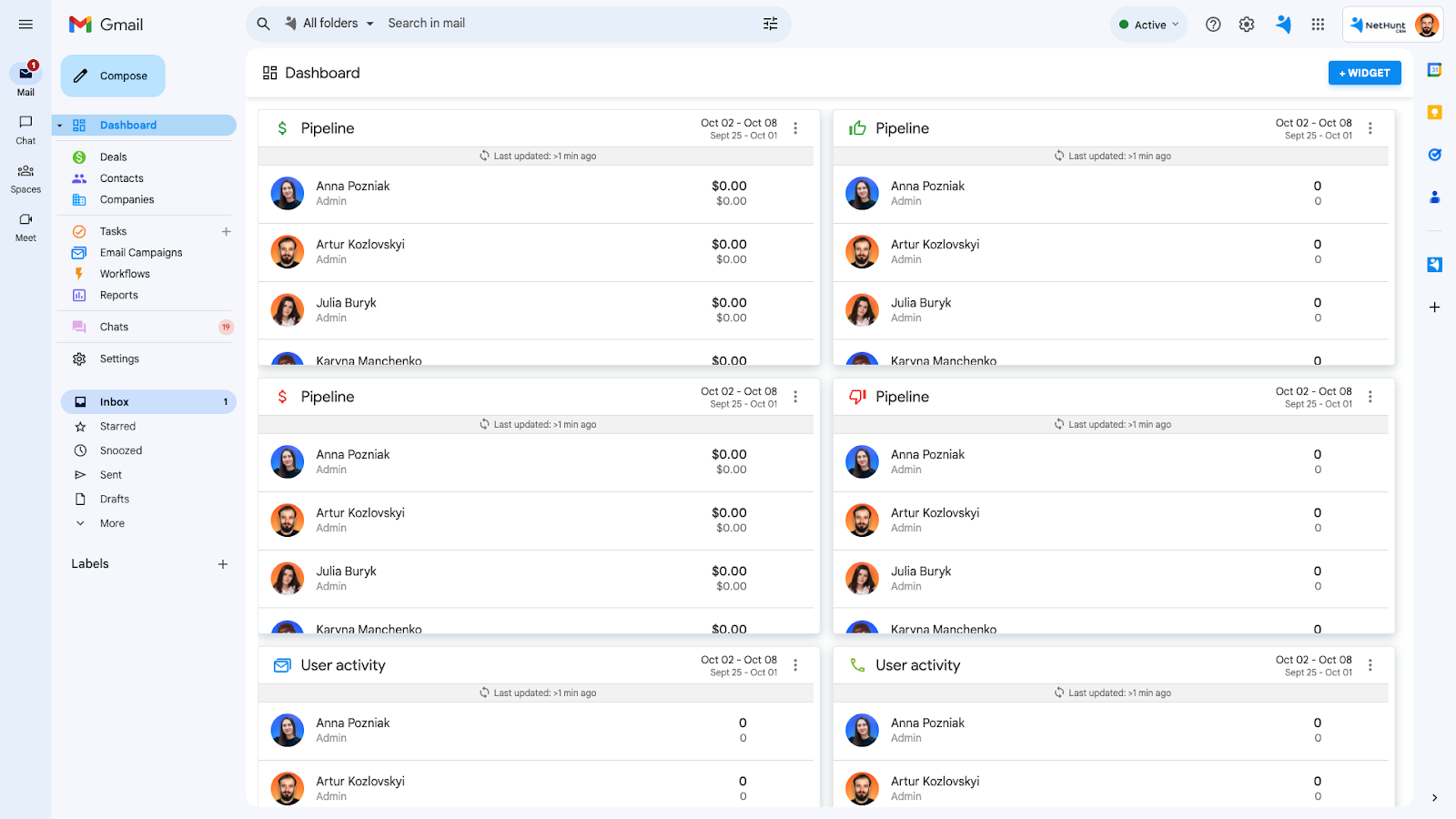NetHunt CRM User Interface