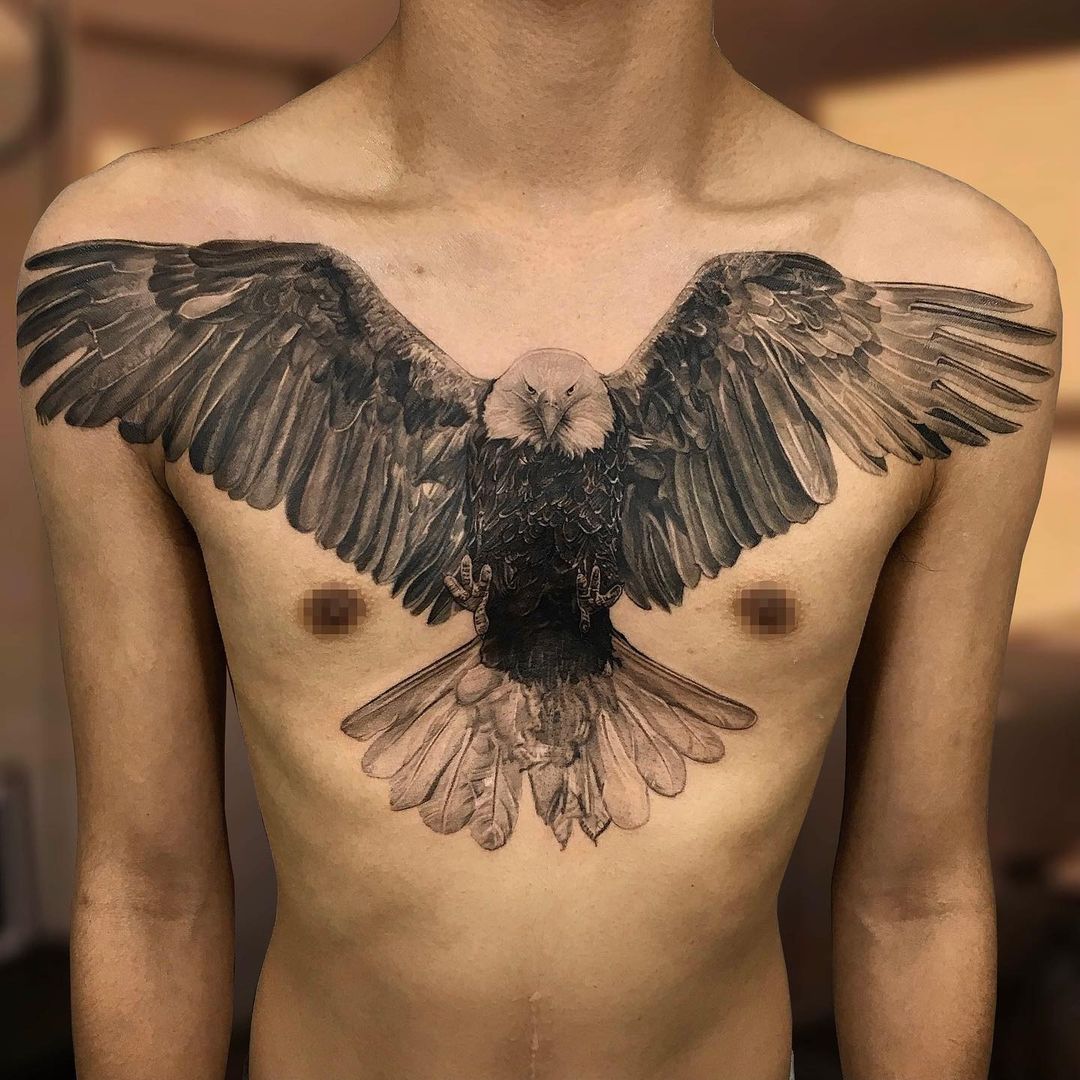 Huge Eagle Scorpio Tattoo