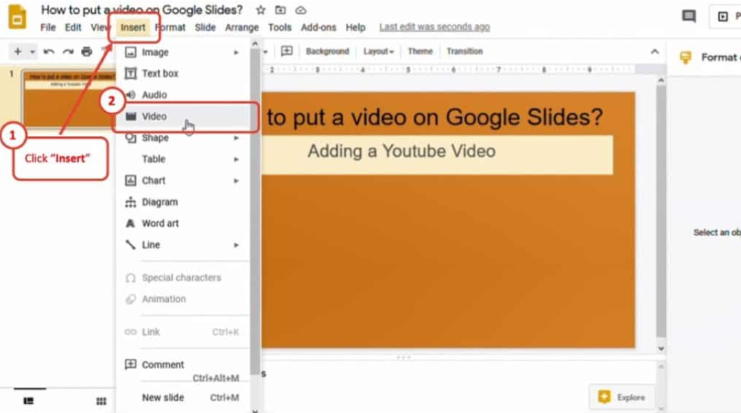 how to put videos on google slides