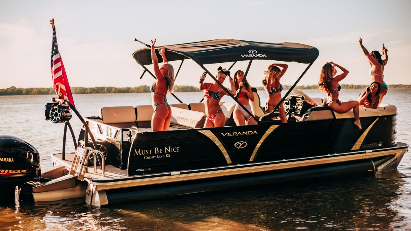 girls partying on a boat