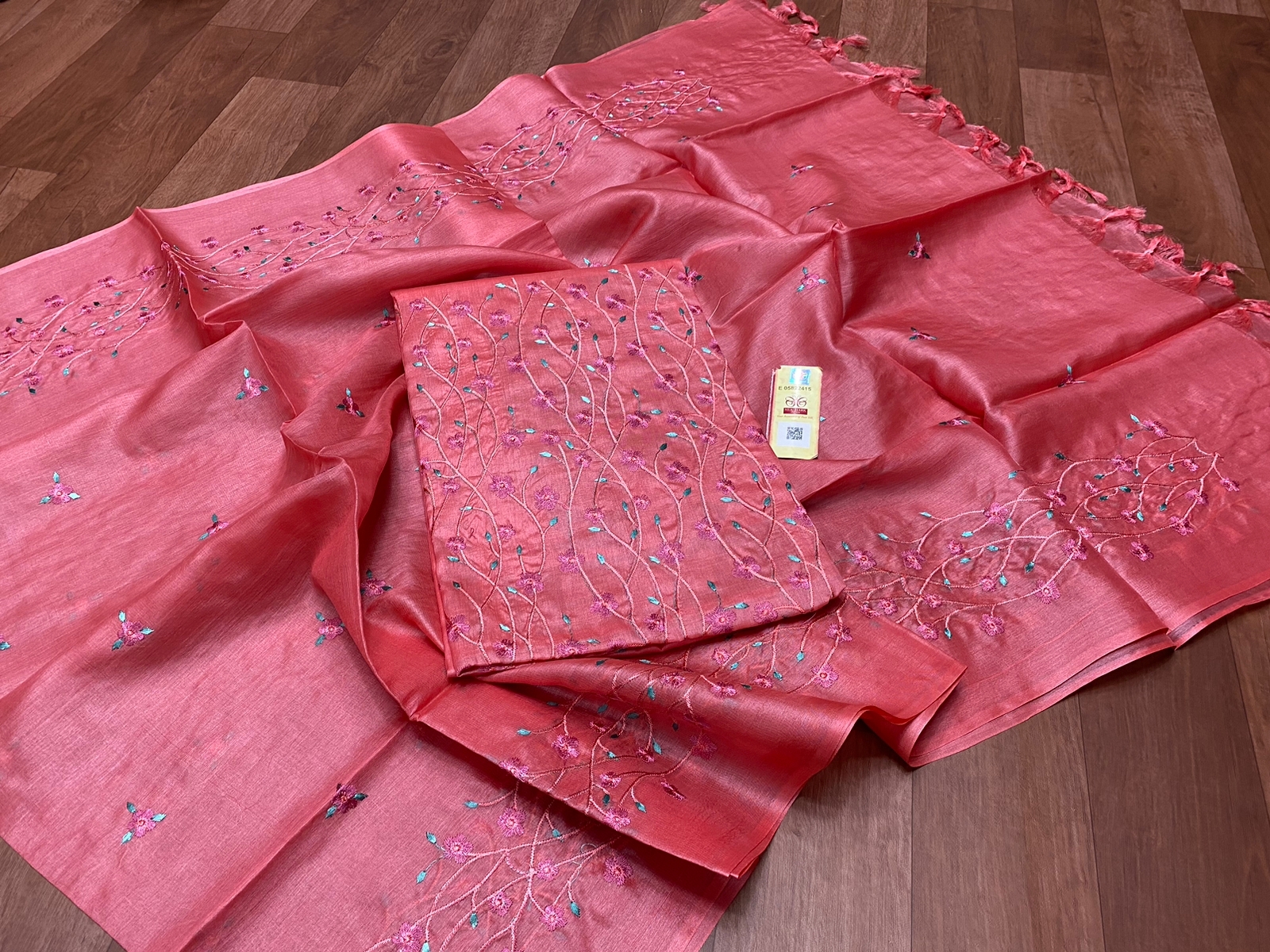 Tussar silk embroedery suits