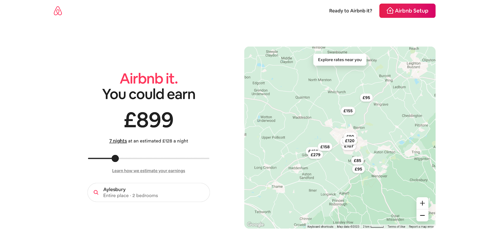 AirBnB landing page example 