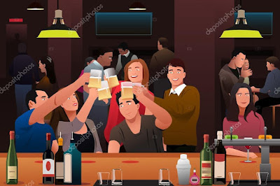 Amigos en bar imágenes de stock de arte vectorial | Depositphotos