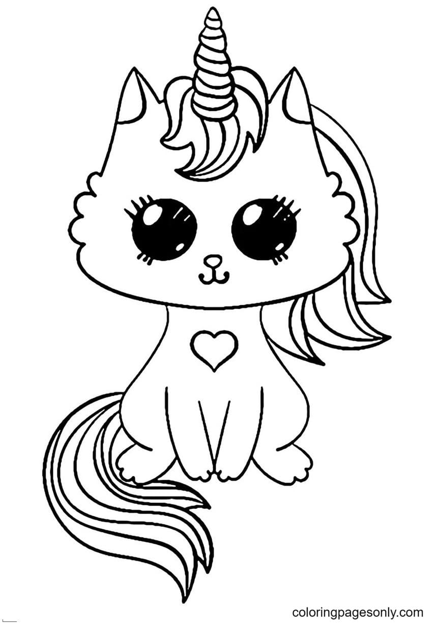 Unicorn Kitty Cat Coloring Pages