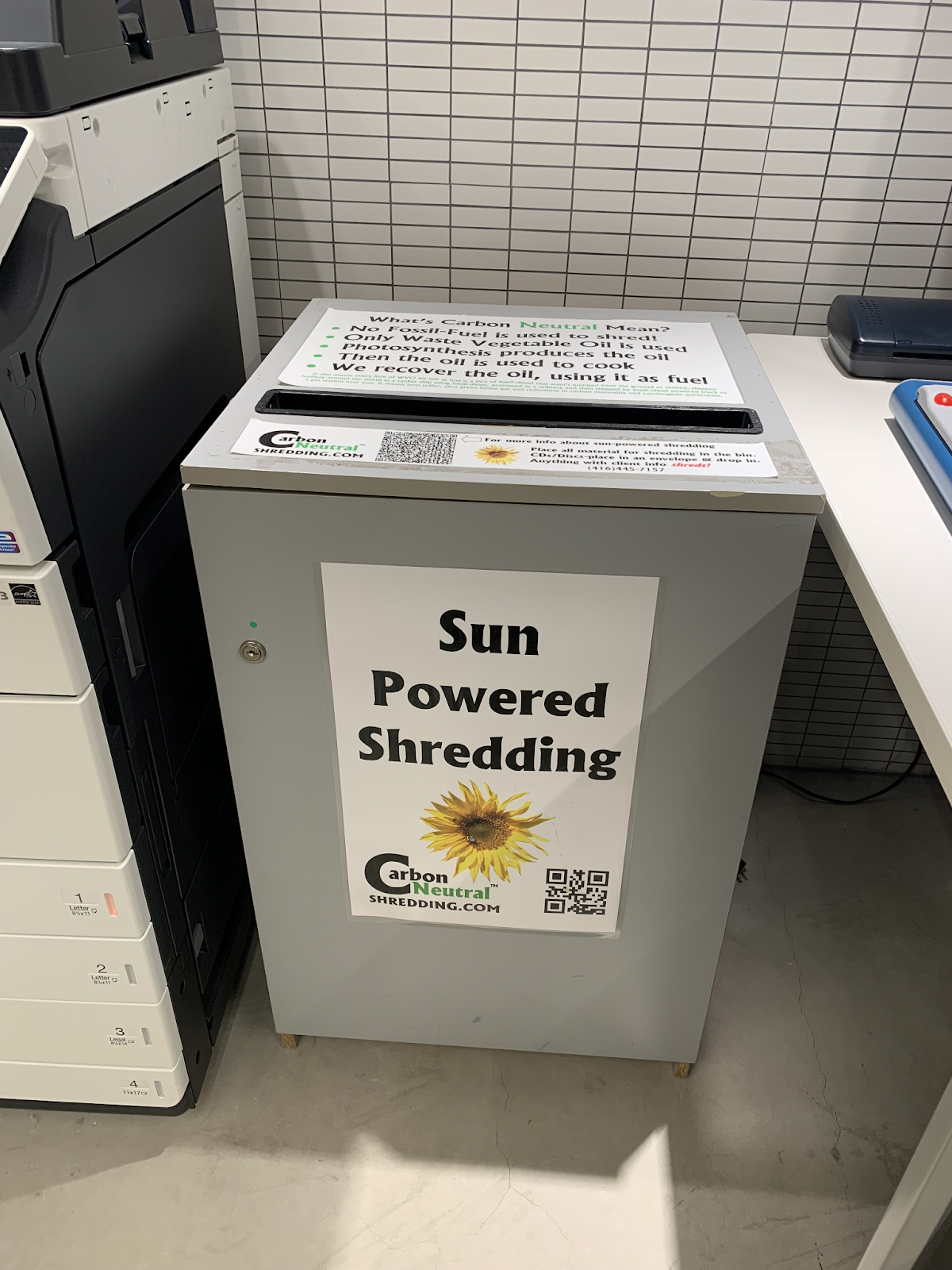 Sun-Powered Shredding bins at Vena