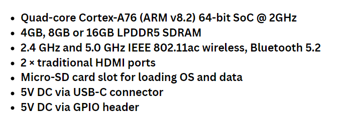 raspberry pi 5 expected specs