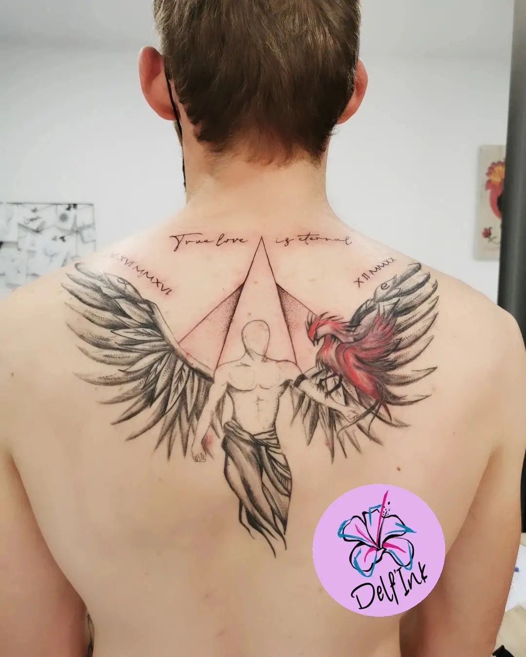 Winged Man With Phoenix Tattoo