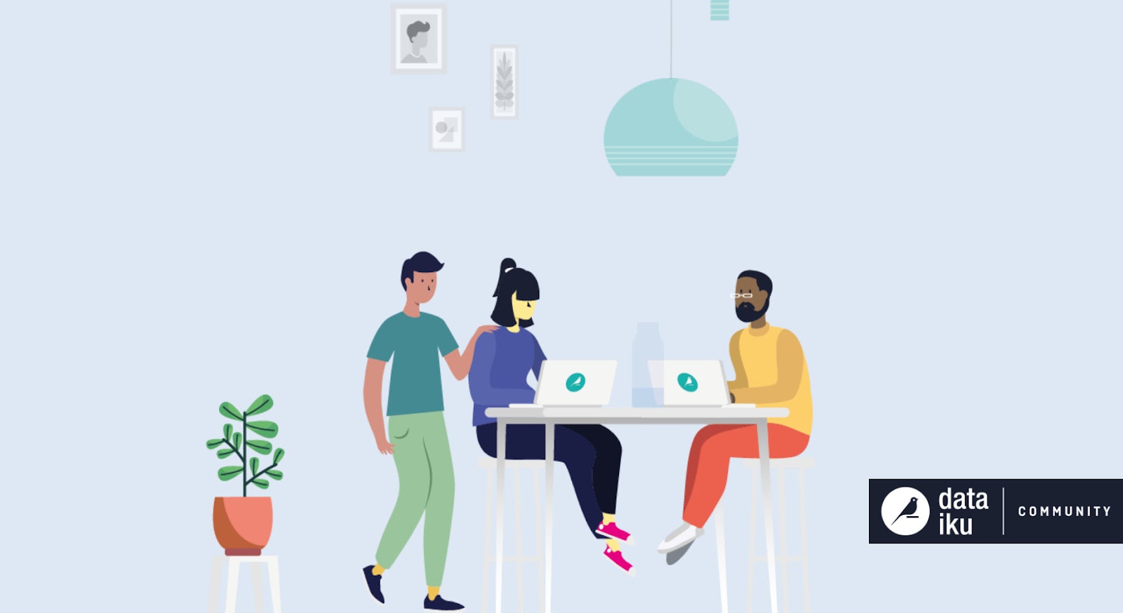 three people working on dataiku computers infographic