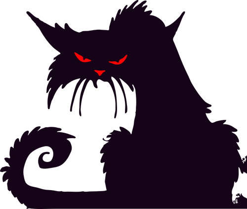 A black cat that can either be perceived as grumpy or scary depending on the context