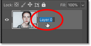 Bảng điều khiển Lớp của Photoshop hiển thị biểu tượng đối tượng thông minh