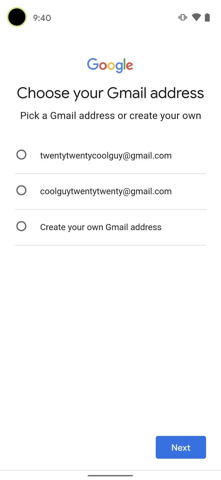 Set Up New Google Account Mobile Step 9