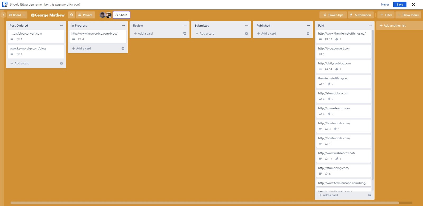 trello project management software tool example