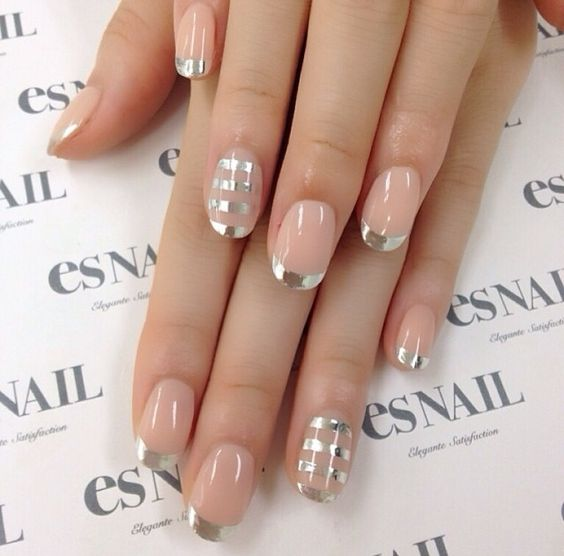 French Manicure with Mirror Finish