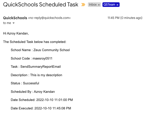 quickschools scheduled task